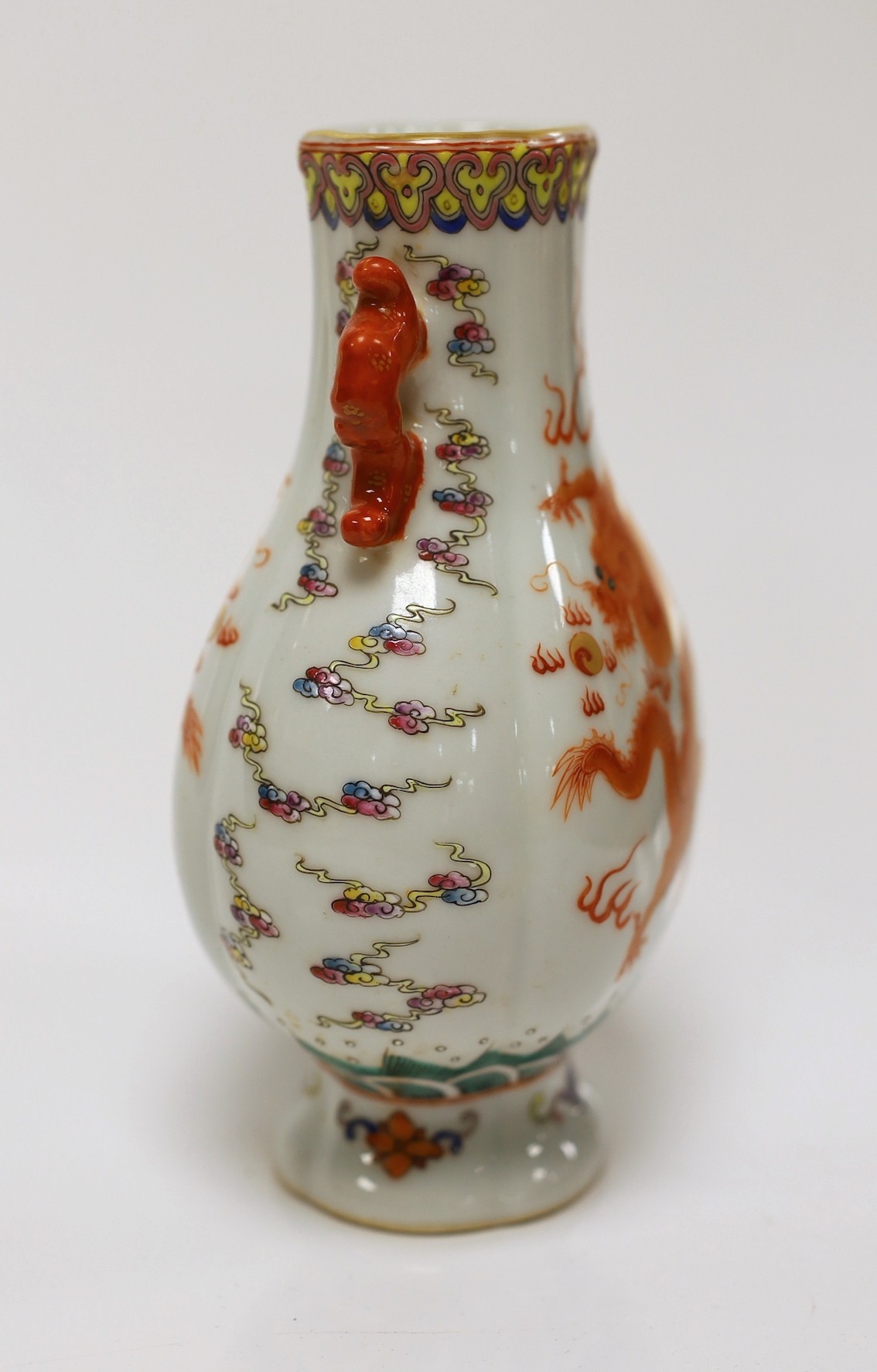 A Chinese enamelled porcelain 'dragon' vase, 16cm